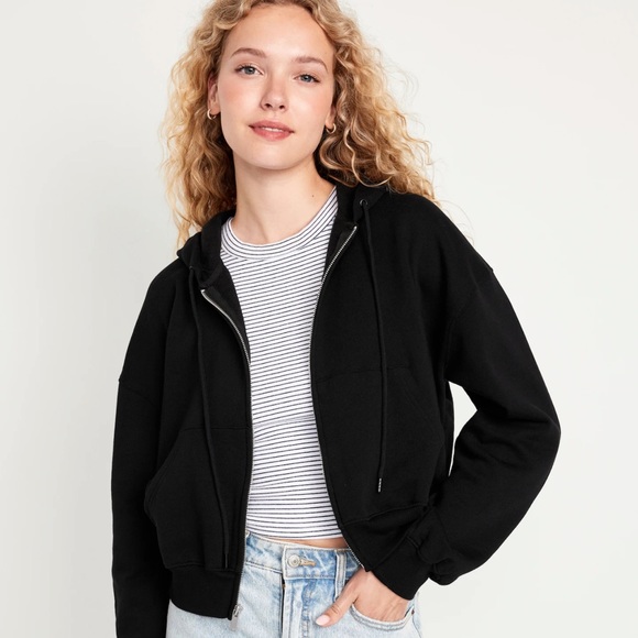 NWT OLD NAVY Fleece Full-Zip Hoodie Color: Black Jack - Picture 2 of 6